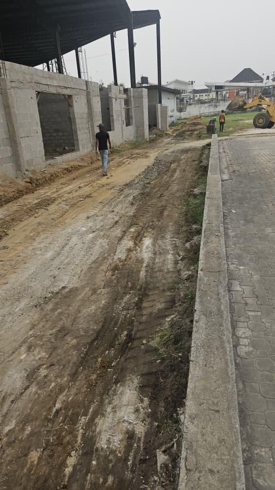 Construction path along the auditorium shell at the International Convention Grounds